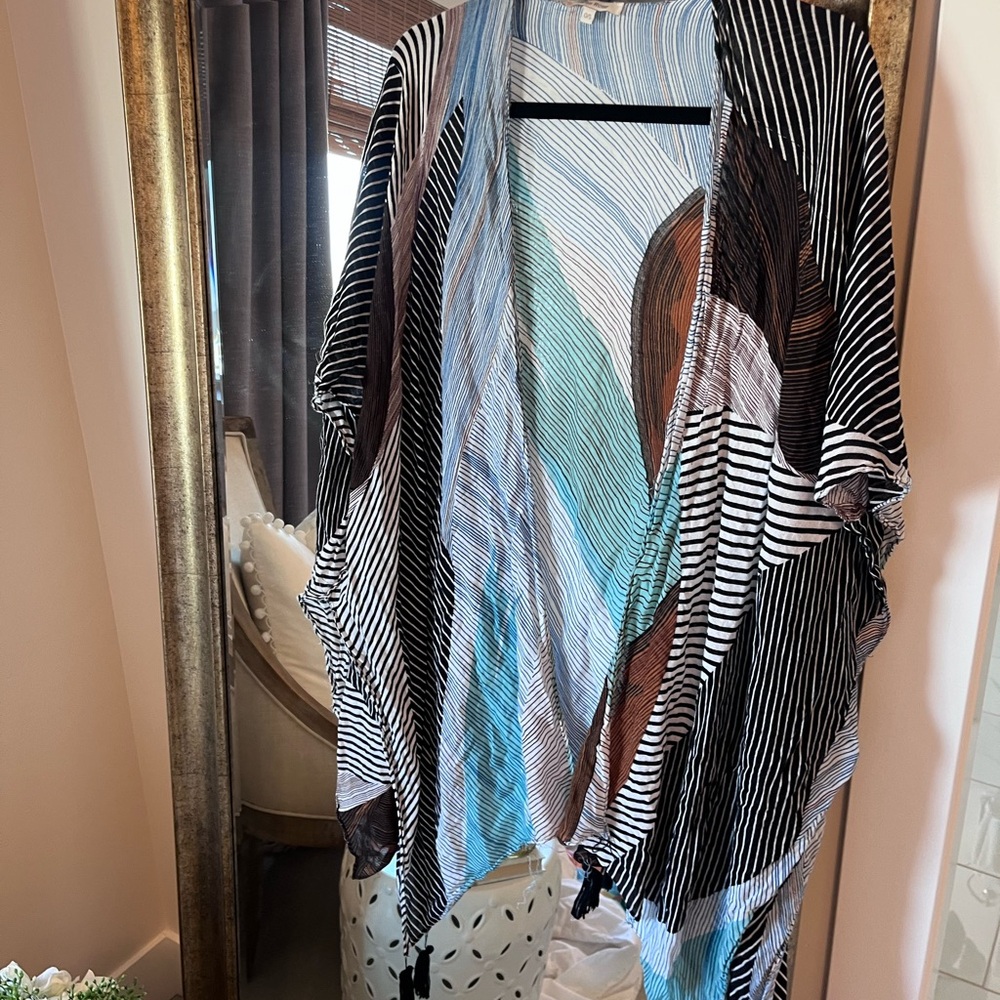 Striped Multicolor Kimono Coverup